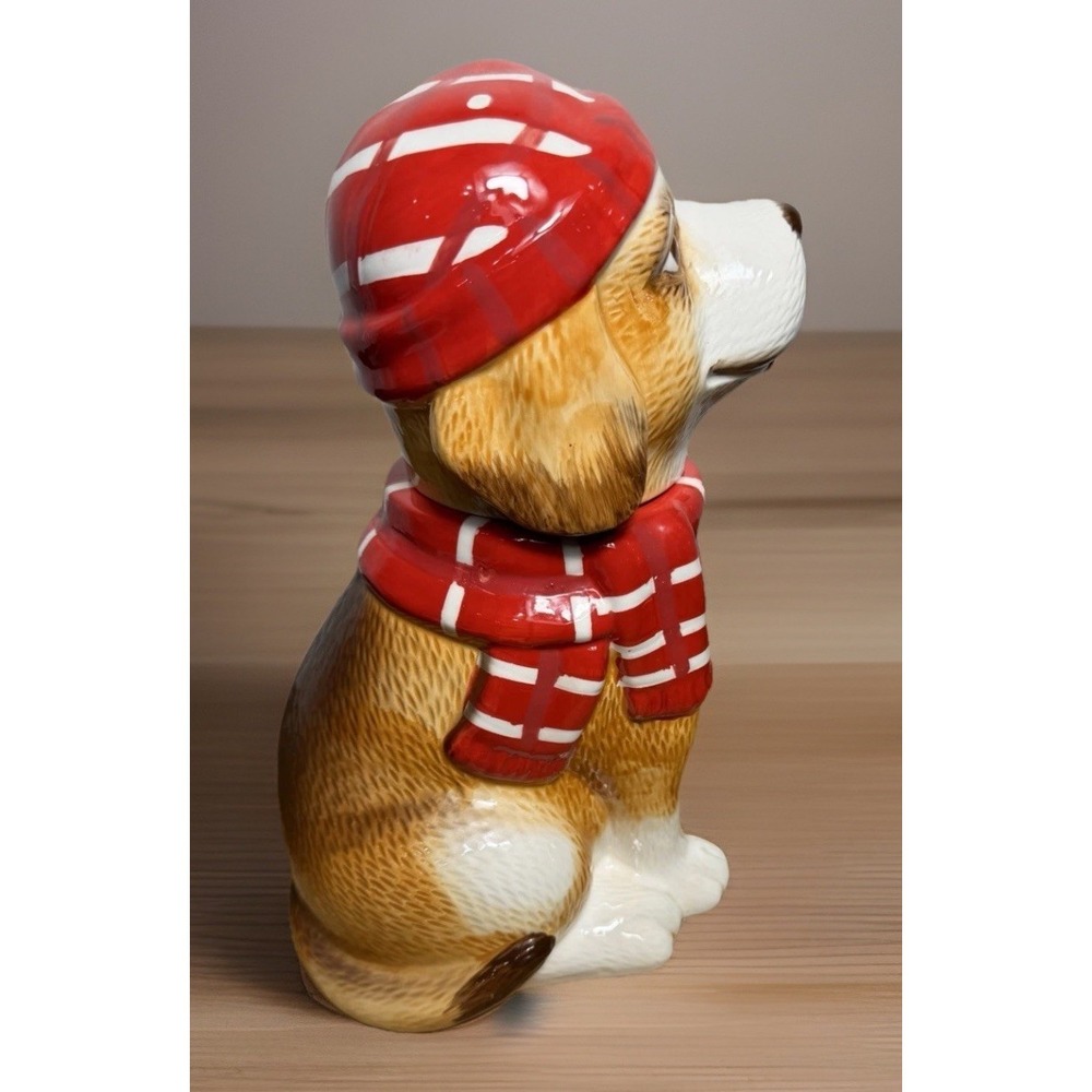 Sleigh Bell Bistro Dog Cookie Treat Jar Beagle Christmas Holiday Decoration - Picture 2 of 10
